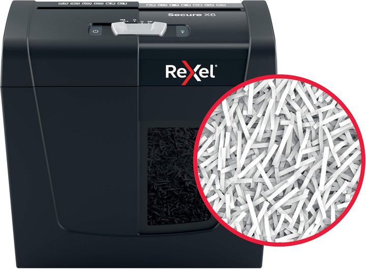 Rexel Aktenvernichter Secure X6, Partikelschnitt, 7-6 Blatt A4 (70-80 g/m²) Kapazität, Sicherheitsst