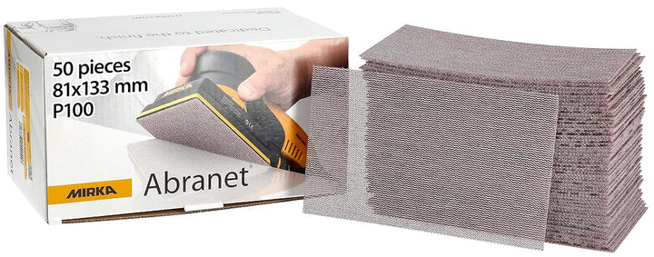 Mirka Abranet Netz-Schleifstreifen 81x133 mm Klett / Korn P100 / 50 Stk / zum Schleifen von Holz, Sp