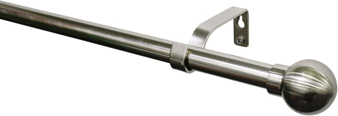 GARDINIA Gardinenstangen-Set Kugel, 1-Lauf, Ø 16/19 mm, 190-340 cm, Metall, Edelstahl-Optik 190-340