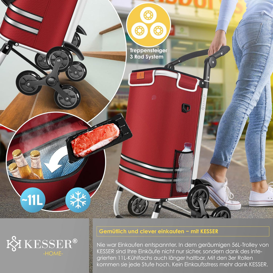 KESSER® Einkaufstrolley Treppensteiger mit Kühlfach klappbar mit 56L Kapazität und belastbar bis 50k