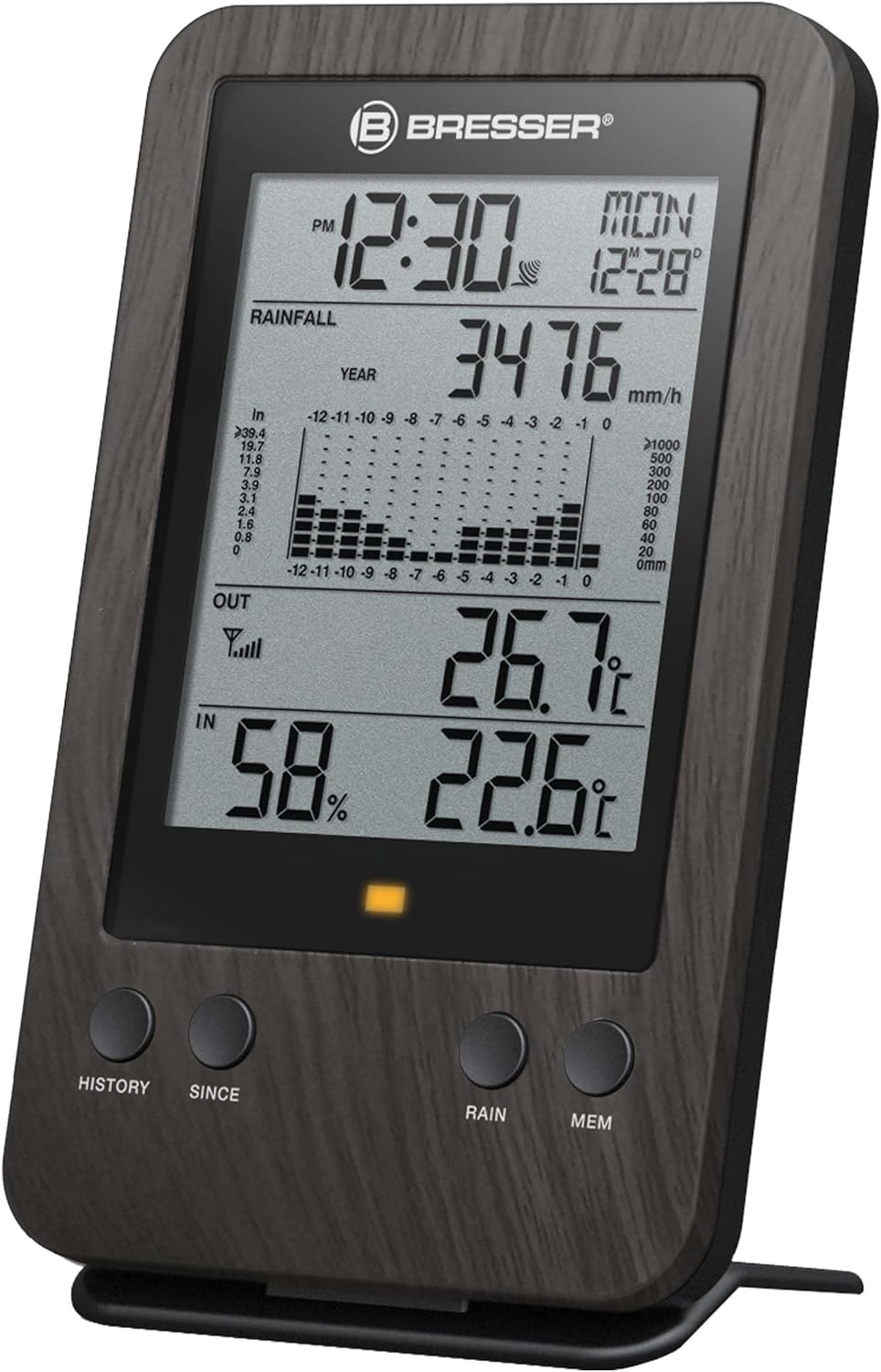 Bresser Wetterstation Funk mit Aussensensor WTW Profi Regenmesser in Holzoptik