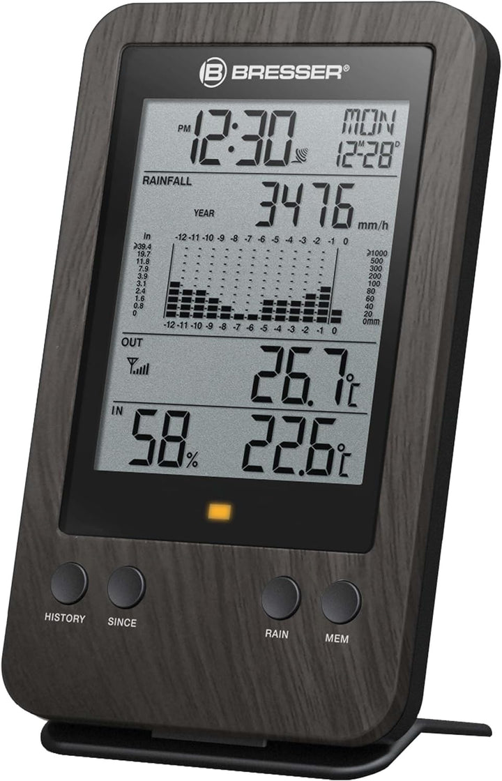 Bresser Wetterstation Funk mit Aussensensor WTW Profi Regenmesser in Holzoptik