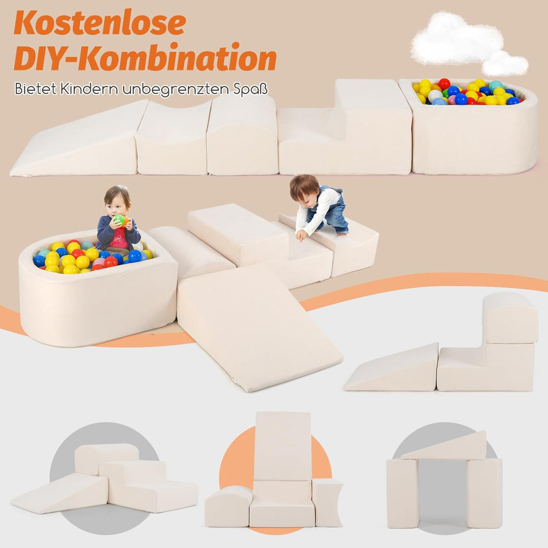 COSTWAY 5 TLG. Schaumstoffbausteine, Riesenbausteine mit Bällebad, Grossbausteine zum Toben und Klet