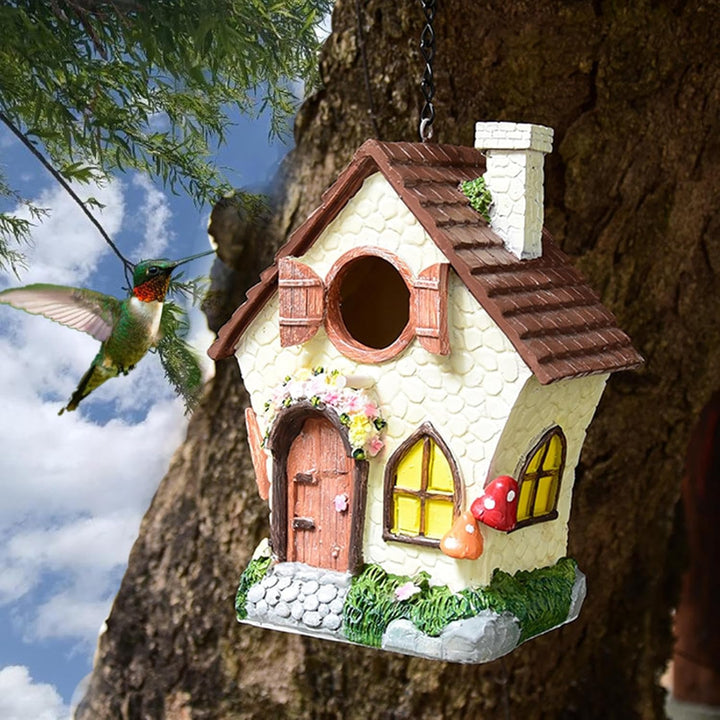 Vogelhaus für den Aussenbereich, Winddicht, Kunstharz, mit Kette, wasserdicht, handbemalt, dekorativ
