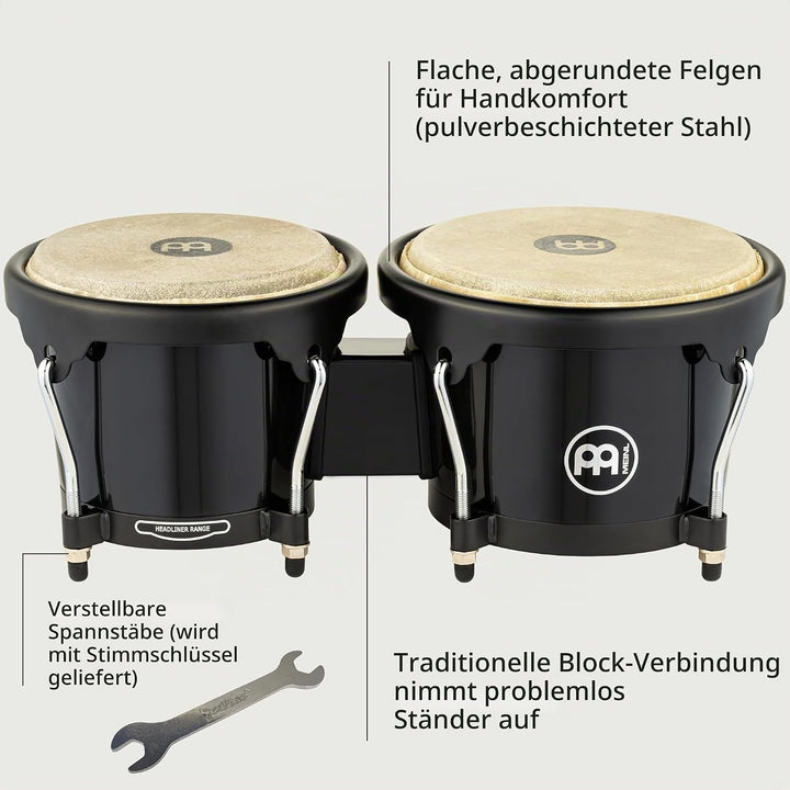 Meinl Percussion HB50BK ABS-Plastik Bongo-Set, Headliner Series, Durchmesser 16,51 cm (6,5 Zoll) Mac