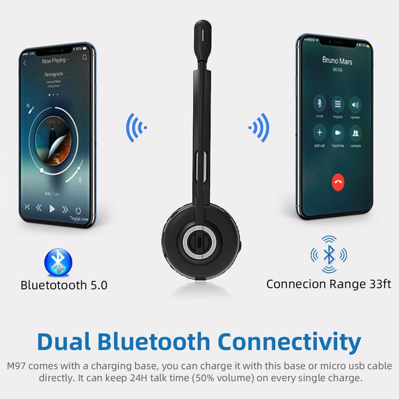 Call Center Headset, Noise Cancelling Comfort 300° Flexibles Noise Cancelling Mikrofon, Bluetooth He