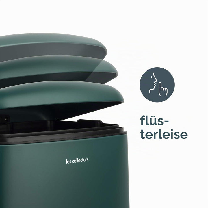 Les Collectors Tret-Mülleimer N°863 / Edelstahl / dunkelgrün, 40 L / herausnehmbarer Inneneimer/ rec