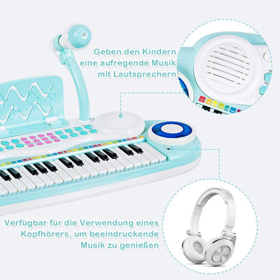 COSTWAY 37 Tasten Klaviertastatur mit Licht, Kinder Keyboard mit Ständer, Klavier Spielzeug elektron