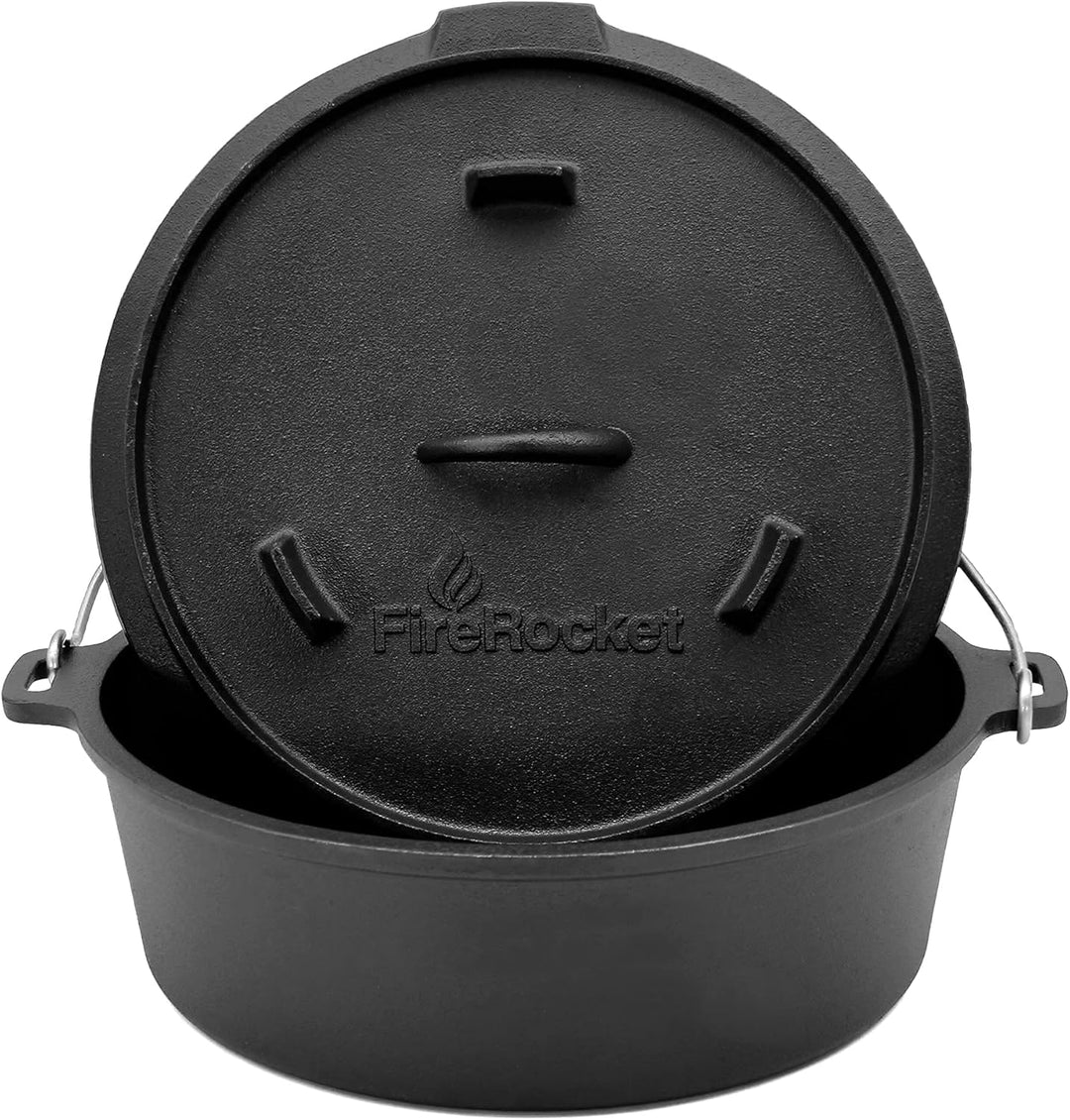 FireRocket Dutch Oven 6qt 5,5 ohne Füsse premium Gusseisen Schmortopf Gusstopf Feuertopf niederländi