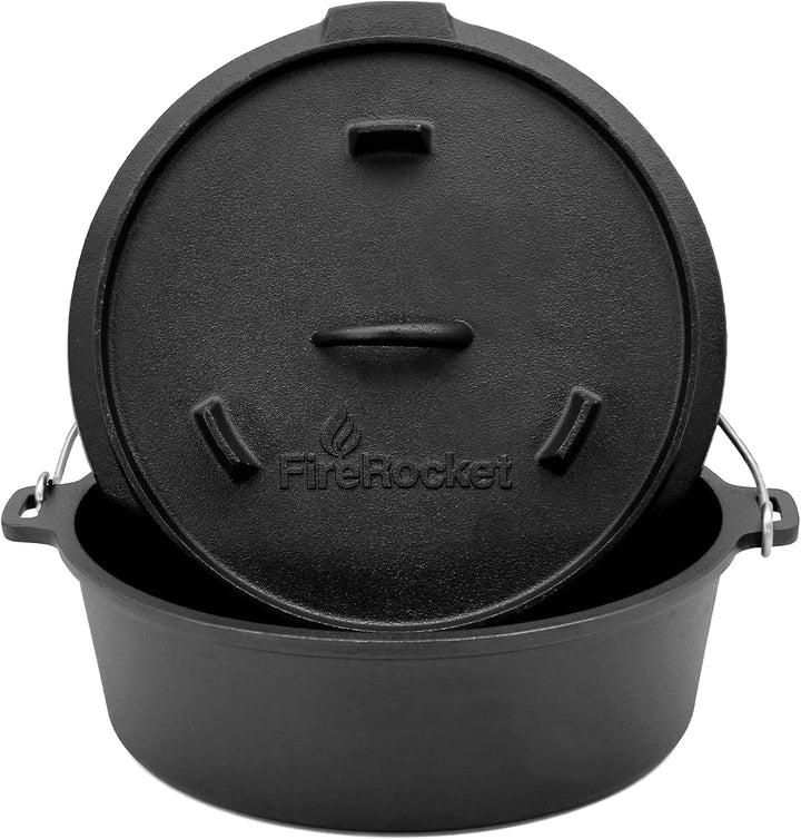 FireRocket Dutch Oven 6qt 5,5 ohne Füsse premium Gusseisen Schmortopf Gusstopf Feuertopf niederländi