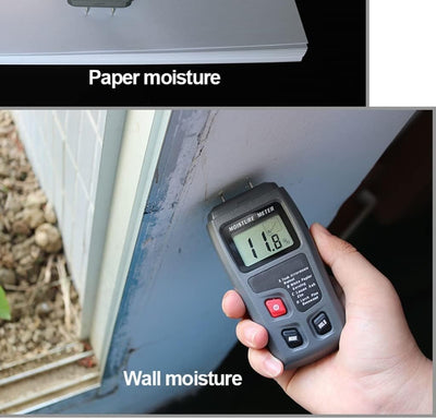 Feuchtigkeitsmessgerät,Pin-Typ Holzfeuchtemessgerät mit 5 Modi, LCD-Display mit grüner Hintergrundbe