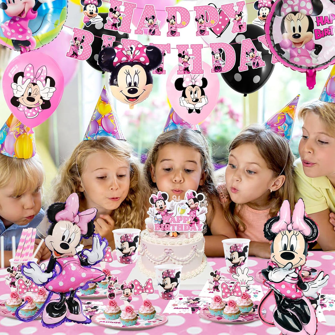 Partygeschirr 109 Stück Minnie Geburtstagsdeko Mädchen Junge Deko 2 Jahre, Thema Kindergeburtstag Lu