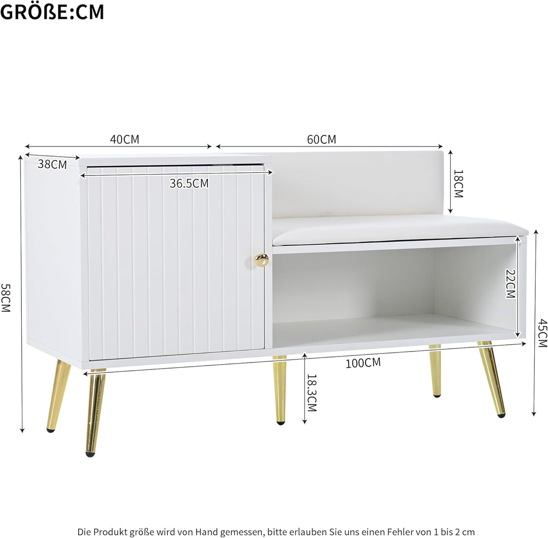 Merax Schuhschrank mit gepolsterter Sitzbank und Rückenlehne, Schuhbank mit Sitzfläche, mit Stauraum