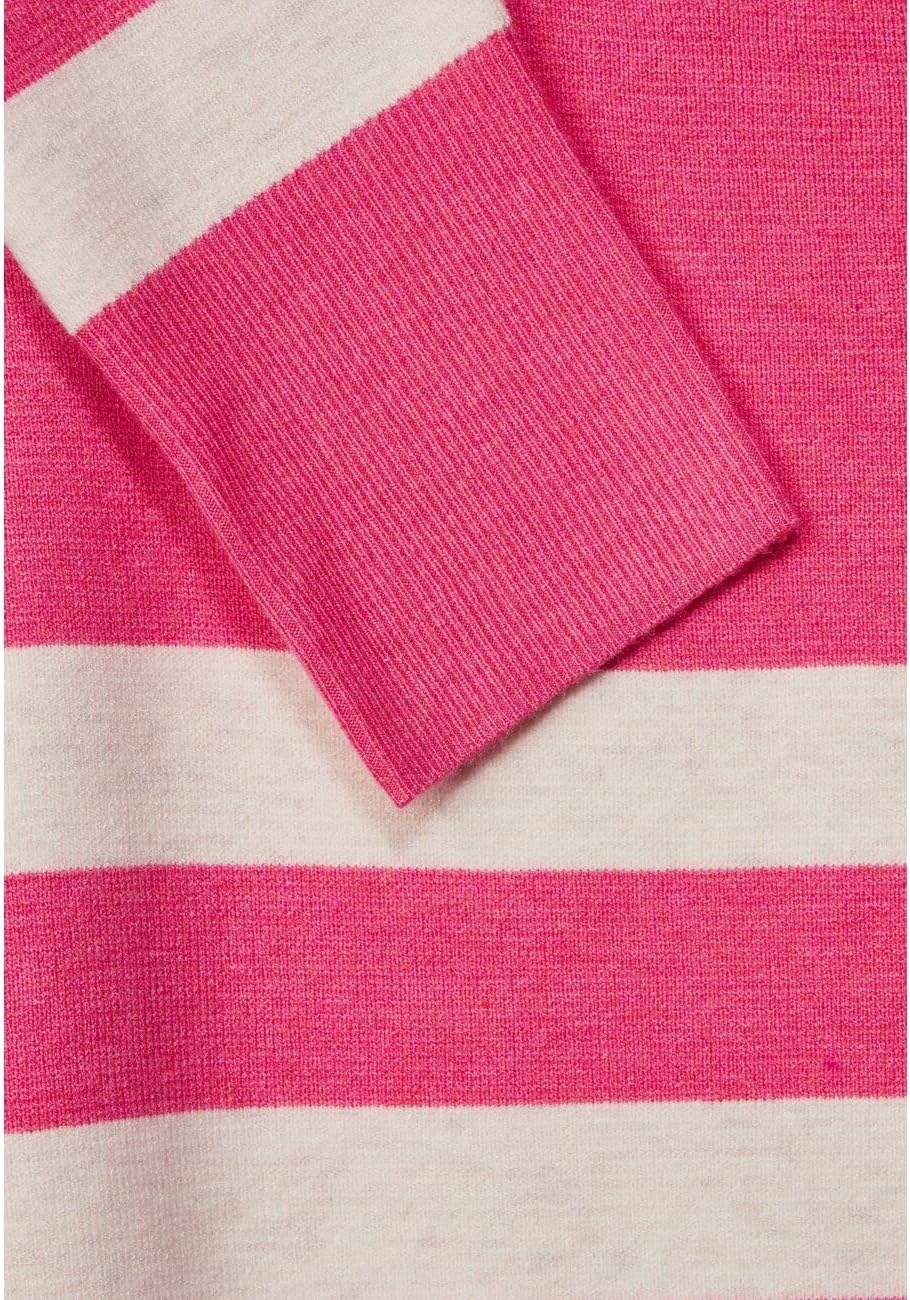 Street One Damen Strickpullover Gestreift 38 Berry Rose Melange, 38 Berry Rose Melange