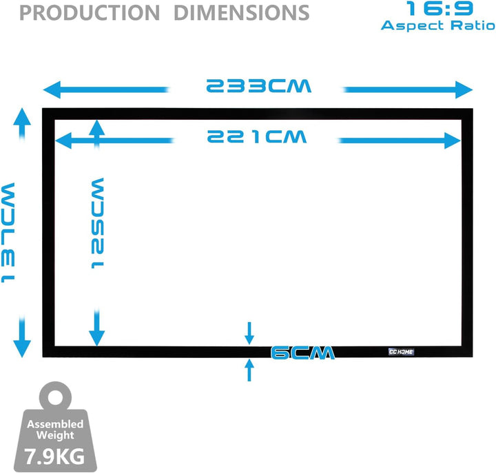 CCLIFE Rahmenleinwand Beamer Leinwand 16:9 100/120/150 Zoll Heimkino Beamerleinwand mit Rahmen Hochk
