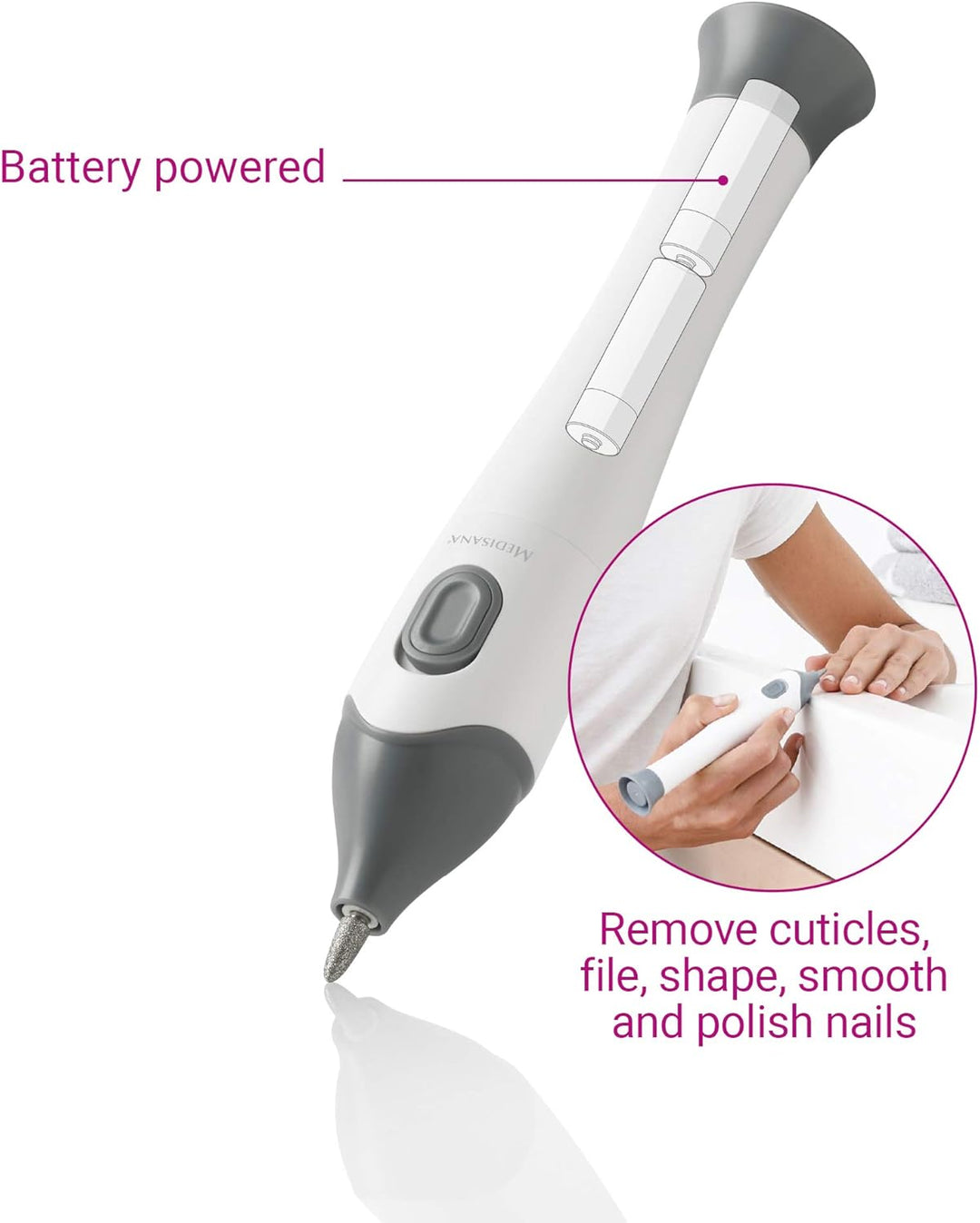medisana MP 810 elektrisches Maniküre &amp; Pediküre-Set mit 5 Nagelpflege Aufsätzen, für Nägel, Nagelha