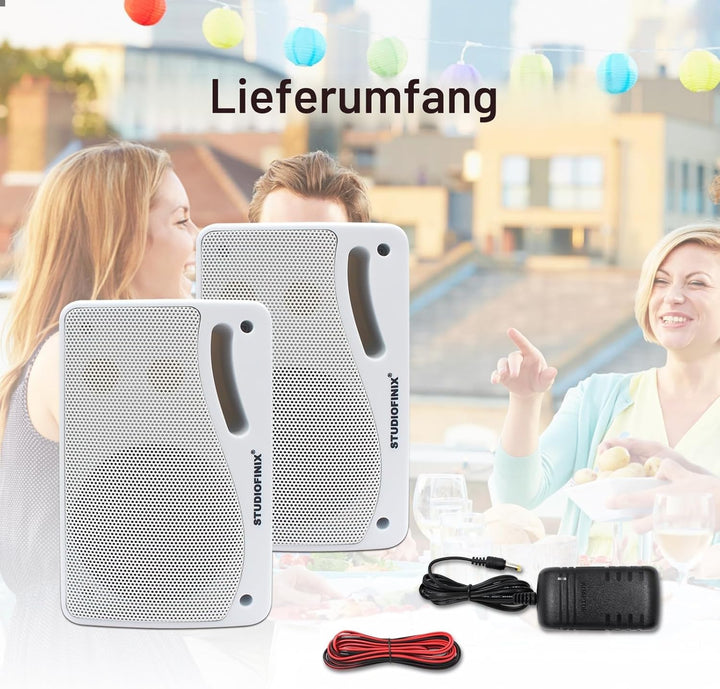 STUDIOFINIX Outdoor-Bluetooth-Lautsprecher -3,5 Zoll Paar 3-Wege 200W, Wandhalterung wasserdicht Mar