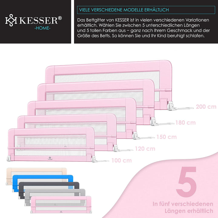KESSER® Bettgitter 120 cm Bettschutzgitter Kinderbettgitter für Kinder Babybettgitter Klappbar, Trag