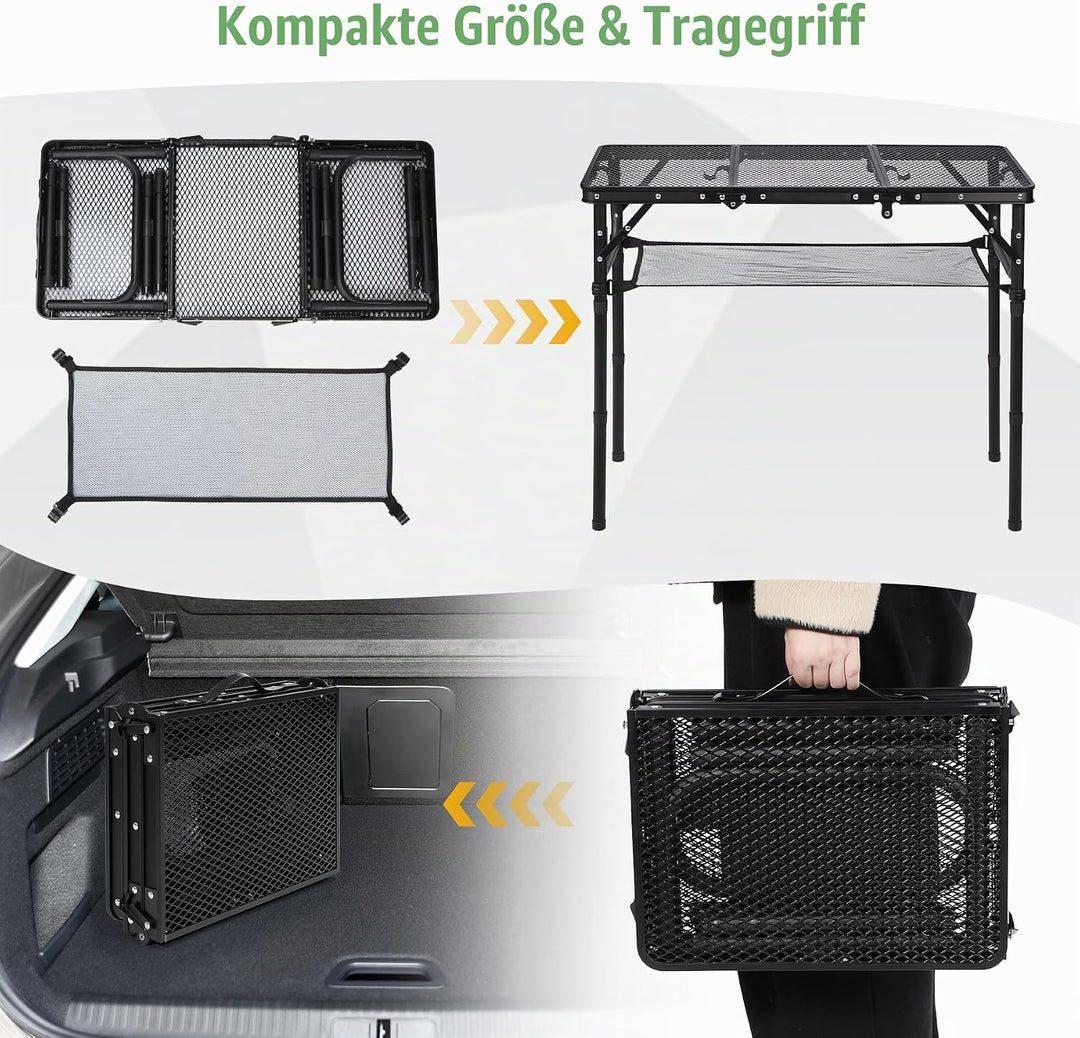 REDCAMP Tragbarer Grilltisch mit Mesh Desktop, 87 x 40cm Leichter Faltbarer Klappbarer Campingtisch
