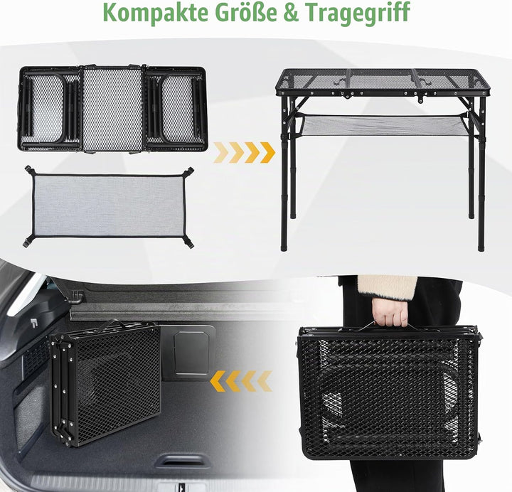 REDCAMP Tragbarer Grilltisch mit Mesh Desktop, 87 x 40cm Leichter Faltbarer Klappbarer Campingtisch
