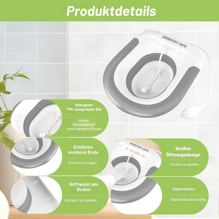 TNOMSNO Sitzbad für Toilette, Bidet Einsatz für Toilette mit Spülung, Faltbares Sitzbadewanne Erwach
