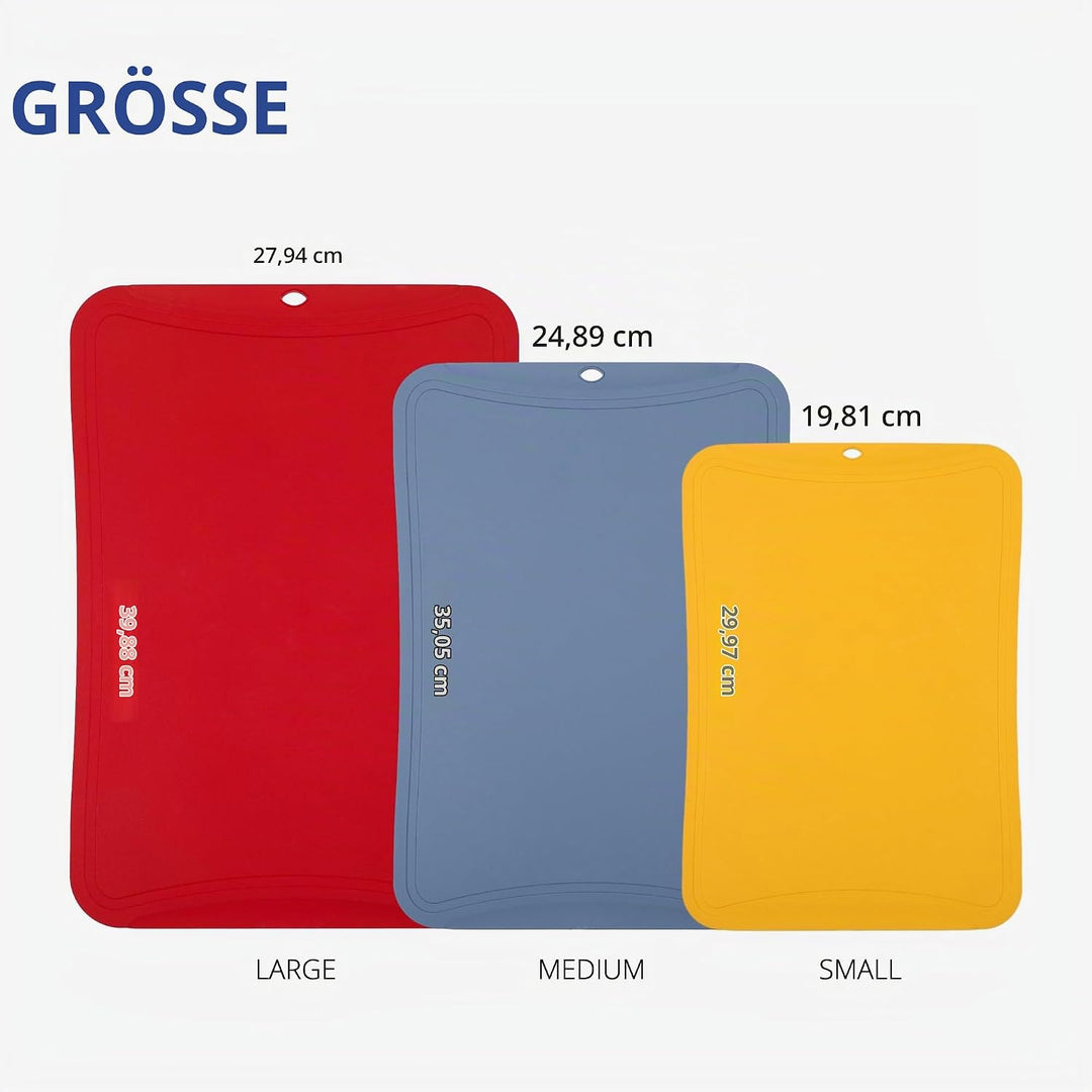 BLUE GINKGO TPU Schneidebretter - (Set aus 3) Kratzfeste Flexible Schneidebretter für die Küche | Dü