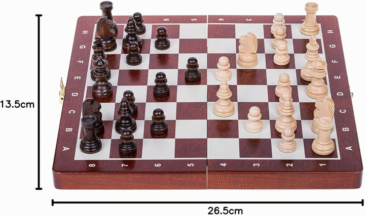 Schach Schachspiel - MAGNETISCHE Basic - 26,5 x 26,5 cm - Schachfiguren &amp; Schachbrett aus Holz