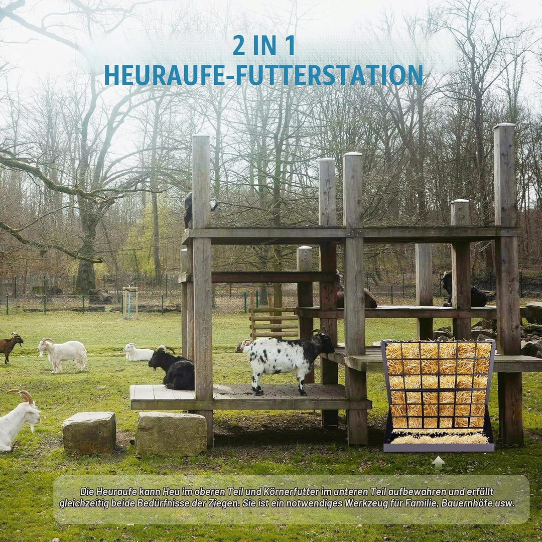 Grosses Heuraufe für Schafe und Ziegen 2 In 1 Hay &amp; Grain/Salt Feeder Hängende Futterraufe Schafe mi