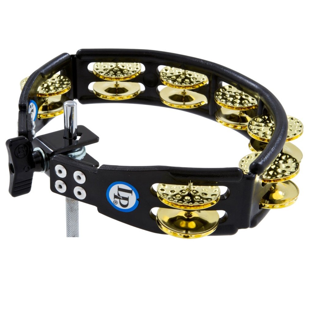 LP Latin Percussion Tambourin Cyclops schwarz montierbar Messingschellen zweireihig LP179 Dimpled Br