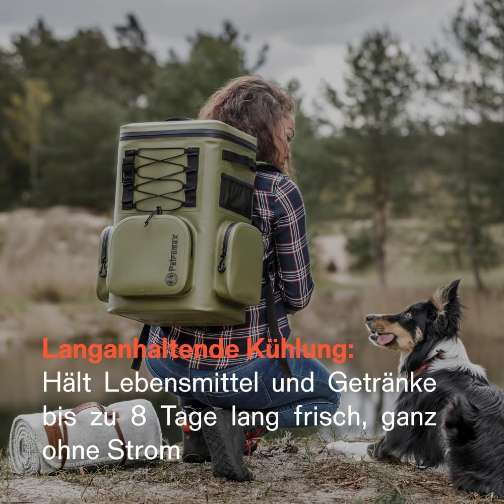 Petromax Kühlrucksack | 8 Tage Passive Kühlung ohne Strom (192 Stunden) | Rückenpolsterung | stabil