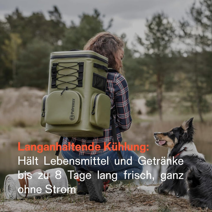 Petromax Kühlrucksack | 8 Tage Passive Kühlung ohne Strom (192 Stunden) | Rückenpolsterung | stabil