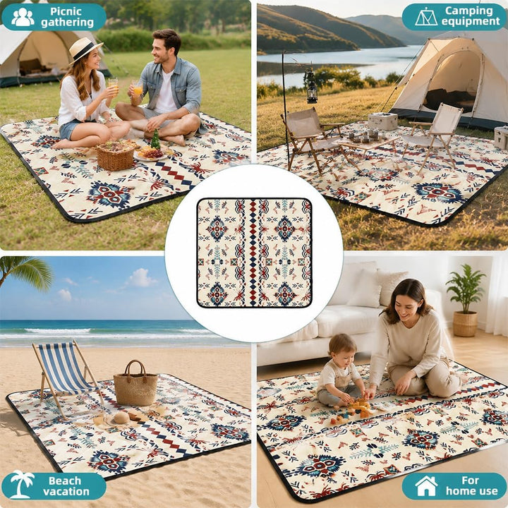 Boho Picknickdecke Wasserdicht Picknickdecke 200x200, Stranddecke Sandfrei Tragbare Waschbar, Outdoo