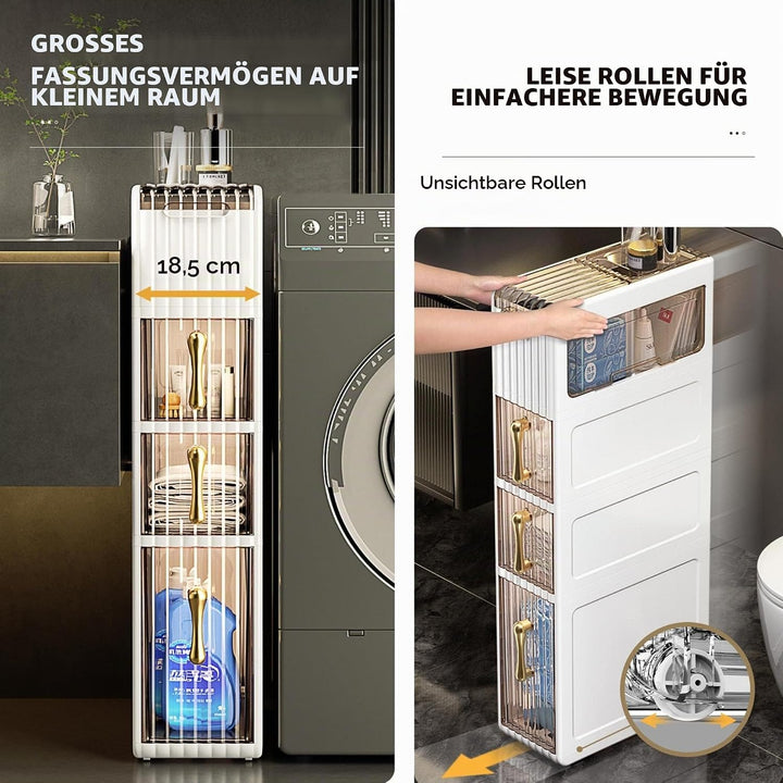 MAGIC SELECT Schmaler Badezimmer-Organizer. Hilfsschrank mit Rädern für Enge Stellen. Beistellschran