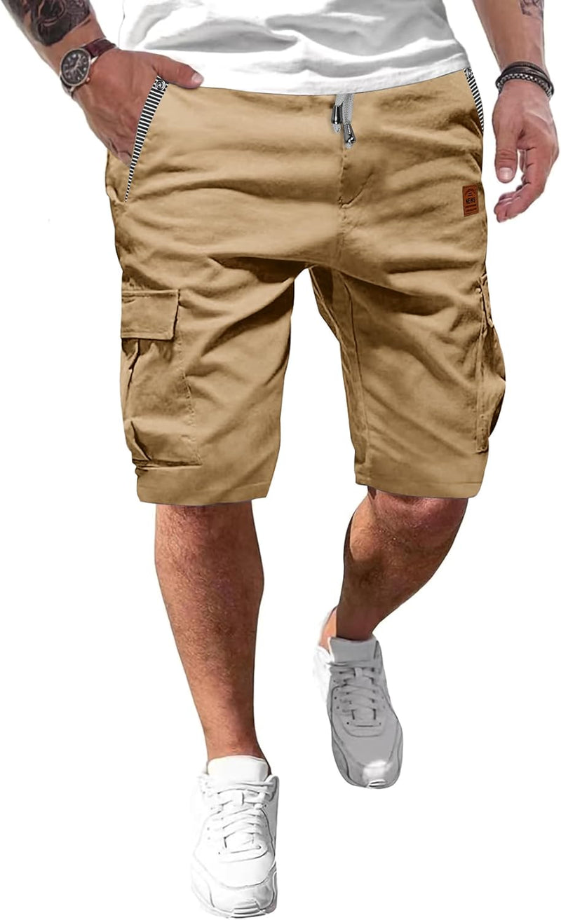 Tansozer Kurze Hosen Herren Shorts Herren Sommer Freizeit mit 6 Taschen S Khaki, S Khaki