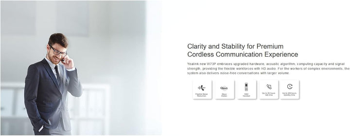 Yealink W73P DECT IP Telefon System (W70B Basis + W73H Handset) Schwarz W73P (Basis W70B und W73H Mo