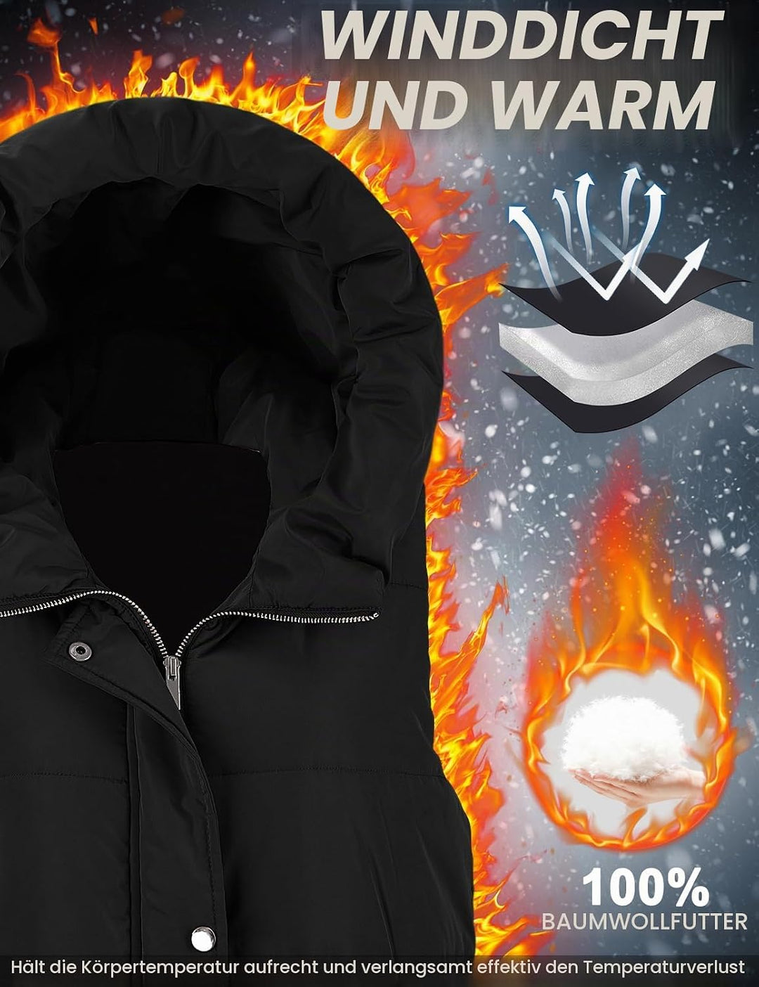 Yuson Girl Lange Jacke Weste für Damen Ärmellose Kapuzenweste Steppweste Damen Lang Winteroberbeklei