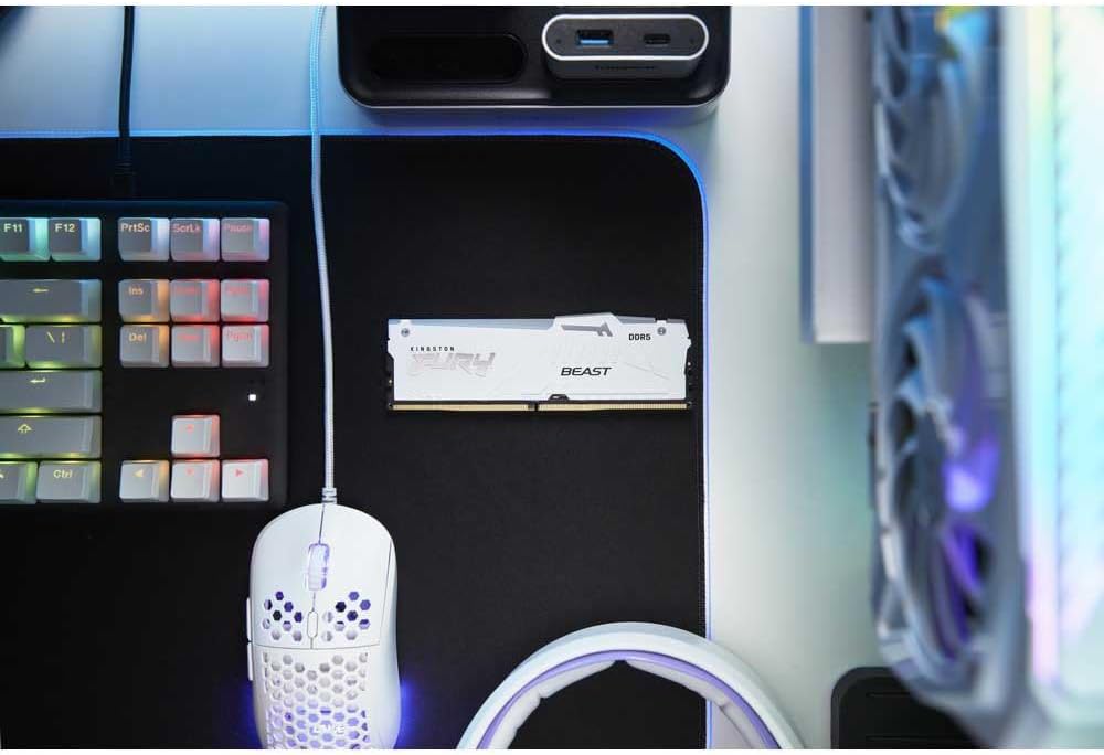 Kingston Fury Beast Weiss RGB XMP 32GB 5200MT/s DDR5 CL40 DIMM Desktop Gaming Speicher Einzelnes Mod