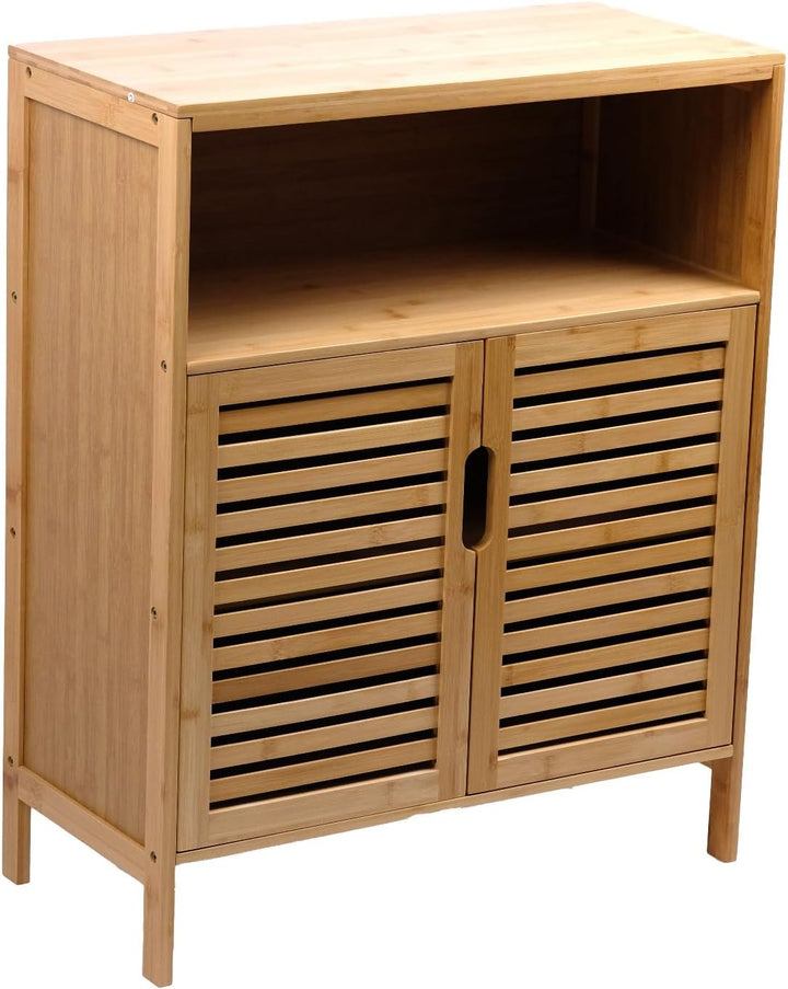 Badezimmerschrank Bambus Badregal Badschrank mit 3 Ablagen 81 x 65 x 31 cm Natural