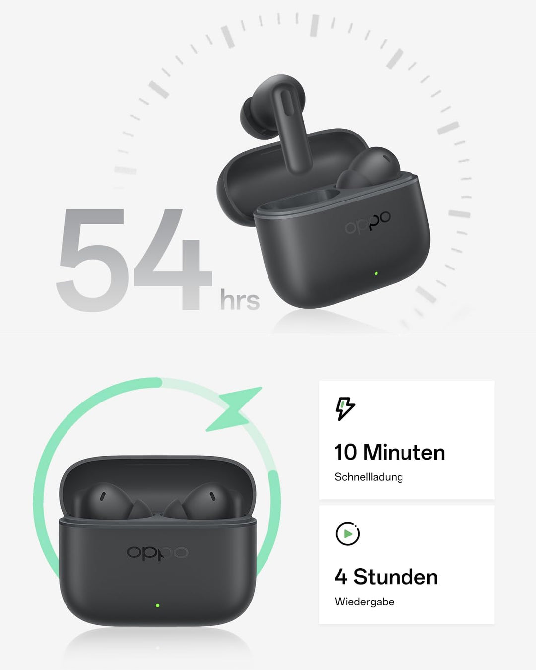 OPPO Enco Buds3 Pro True Wireless Ohrhörer, Bluetooth 5.4 Stereo In-Ear-Headset, Klare Gesangswieder