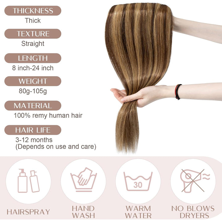 SEGO Haarteil Clip in Extensions Echthaar DICKER 1 Tresse 5 Clips Dicker Dichter Haarverlängerung 10