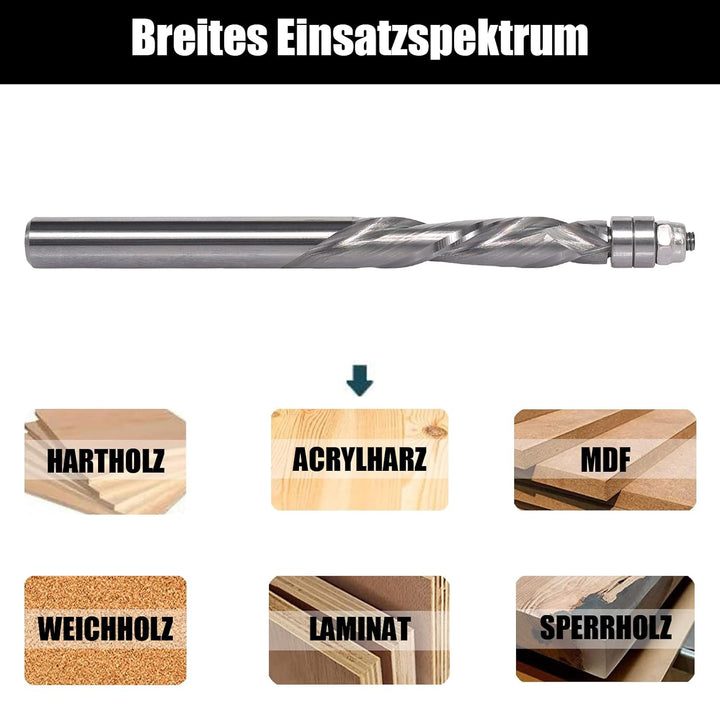 AKYLIN Spiral Bündigfräser 6mm Schaft，Up&Down Kompressions Cut Spiralfräser für Oberfräse，6mm Schnit