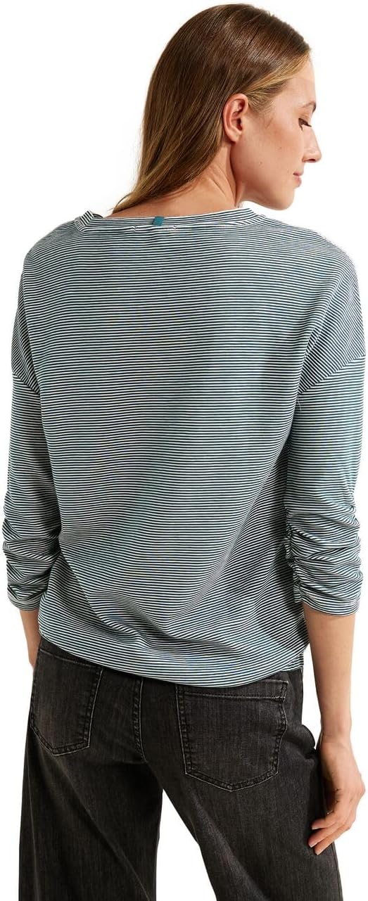 Cecil Damen T-Shirt 3/4 Arm Gestreift S Vanilla White, S Vanilla White
