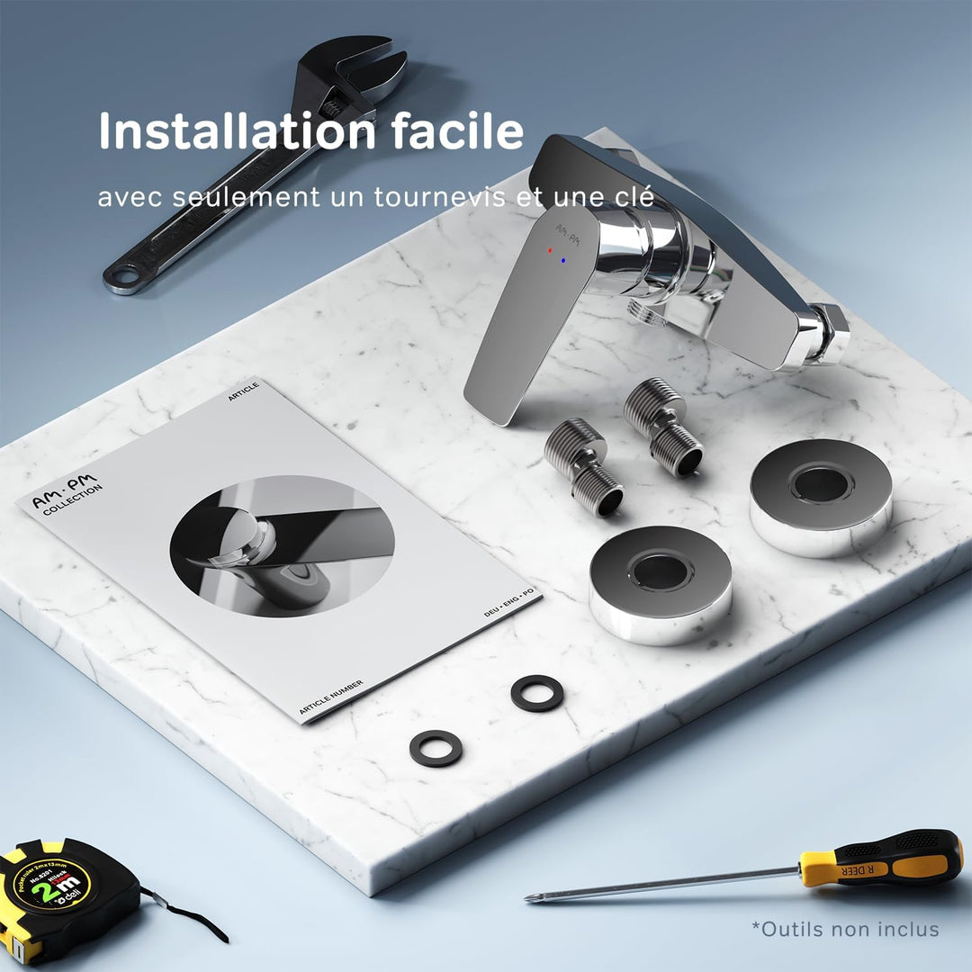 AM.PM GEM FGA20000 Duscharmatur mit Einhebelmischer | SoftMotion Keramikkartusche, Neoperl Aerator |