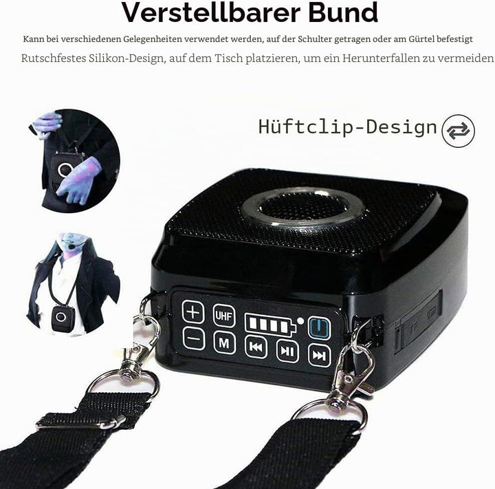 Sprachverstärker Tragbar Stimmverstärker Lautsprecher mit Mikrofons Handheld drahtlos Mikrofon und H