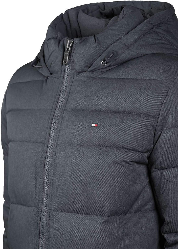 Tommy Hilfiger Herren Hooded Puffer Jacket Daunenalternativer Mantel Marineblau (Heather Navy) S, Ma