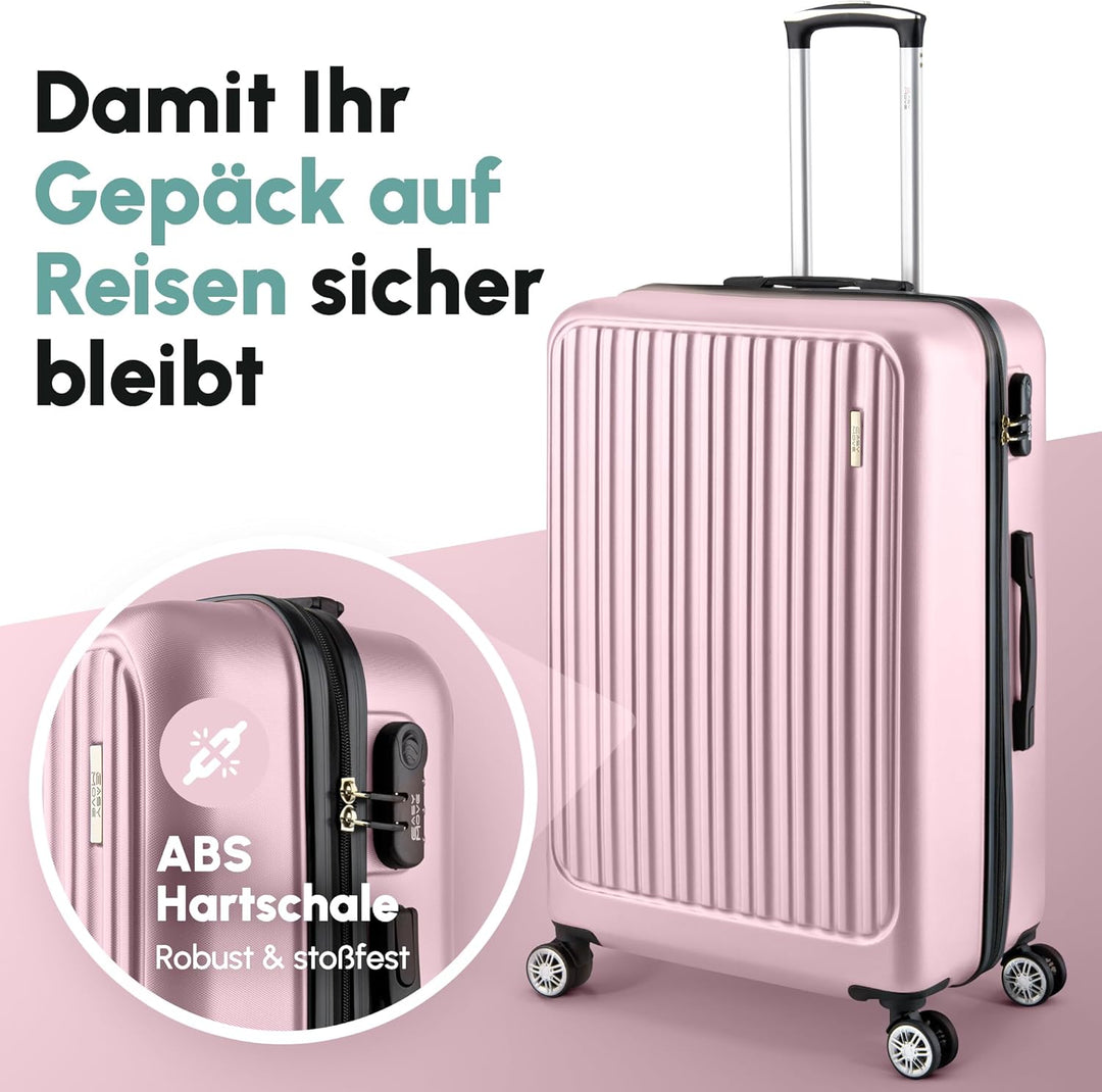 Easy Move ABS Hartschalenkoffer [ERGONOMISCH & SICHER] - Grosser Trolley Koffer mit 360° Rädern, Zah