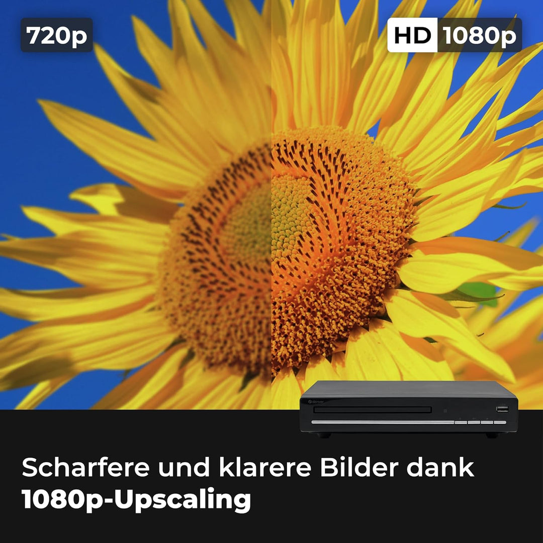 Denver DVH7787 DVD Player HDMI Für Fernseher, Mini, Alle Regionen Frei, 1080P Upscaling, Dolby Digit