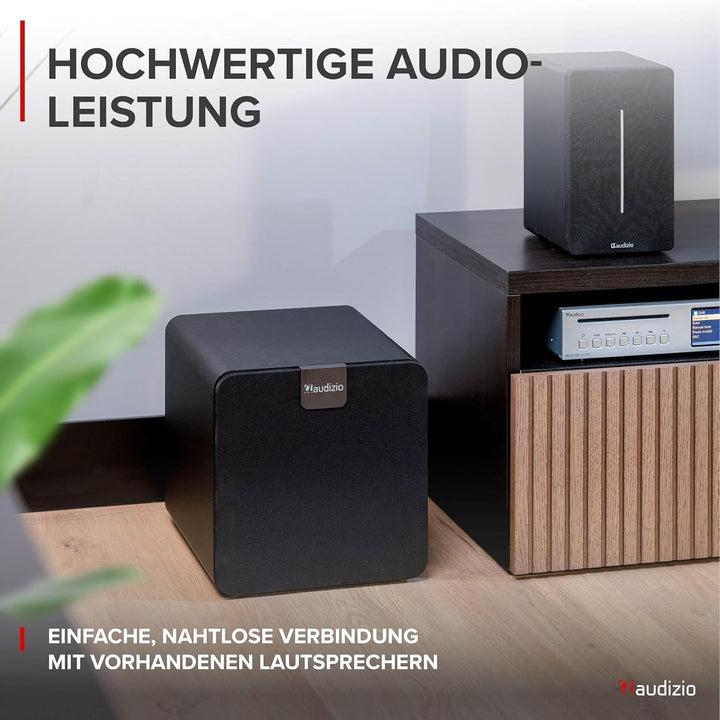 Audizio SW80D Subwoofer Aktiv - 160 Watt - 8 Zoll, Leistungsstarker Aktiv Subwoofer Heimkino - Für K