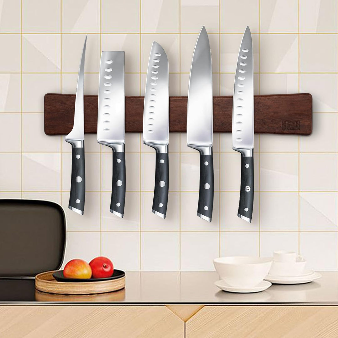 HOSHANHO Magnetleiste Messer, Messerhalter Magnetisch für Wand, Magnet Messerhalter Holz Knife Holde