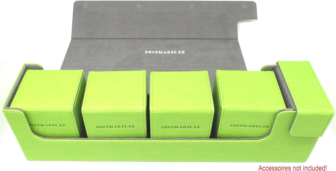 docsmagic.de Premium Magnetic Tray Long Box Light Green Large - Card Deck Storage - Kartenbox Aufbew